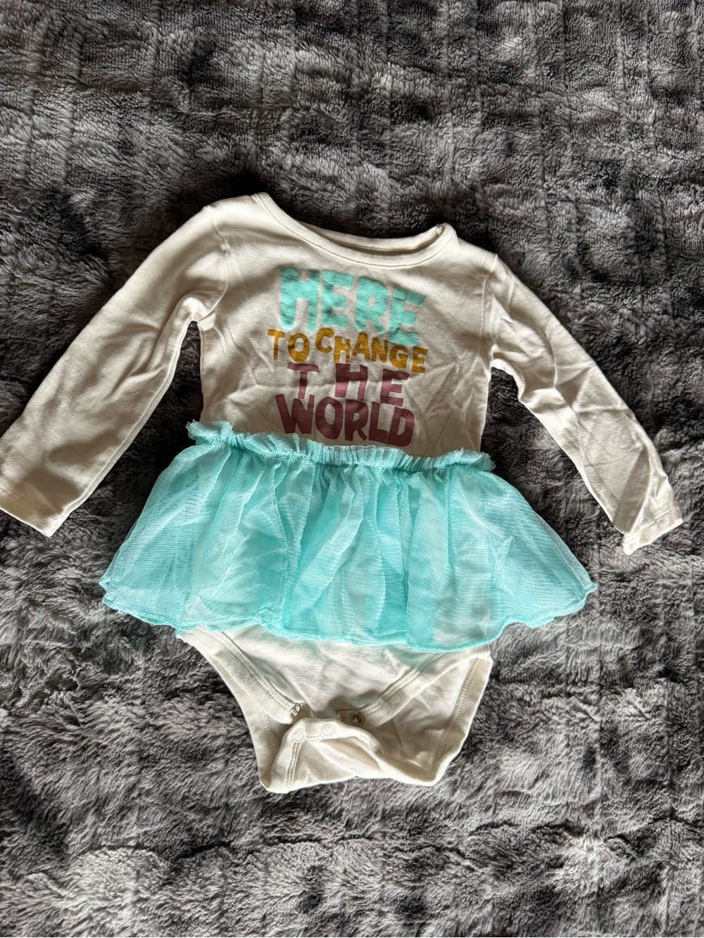 Okie Dokie 12M Aqua Tutu Graphic Bodysuit